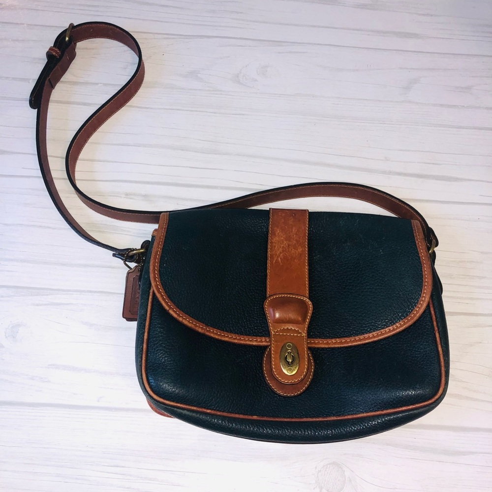 Vintage Coach Glenwood Crossbody Bag  Black & Tan